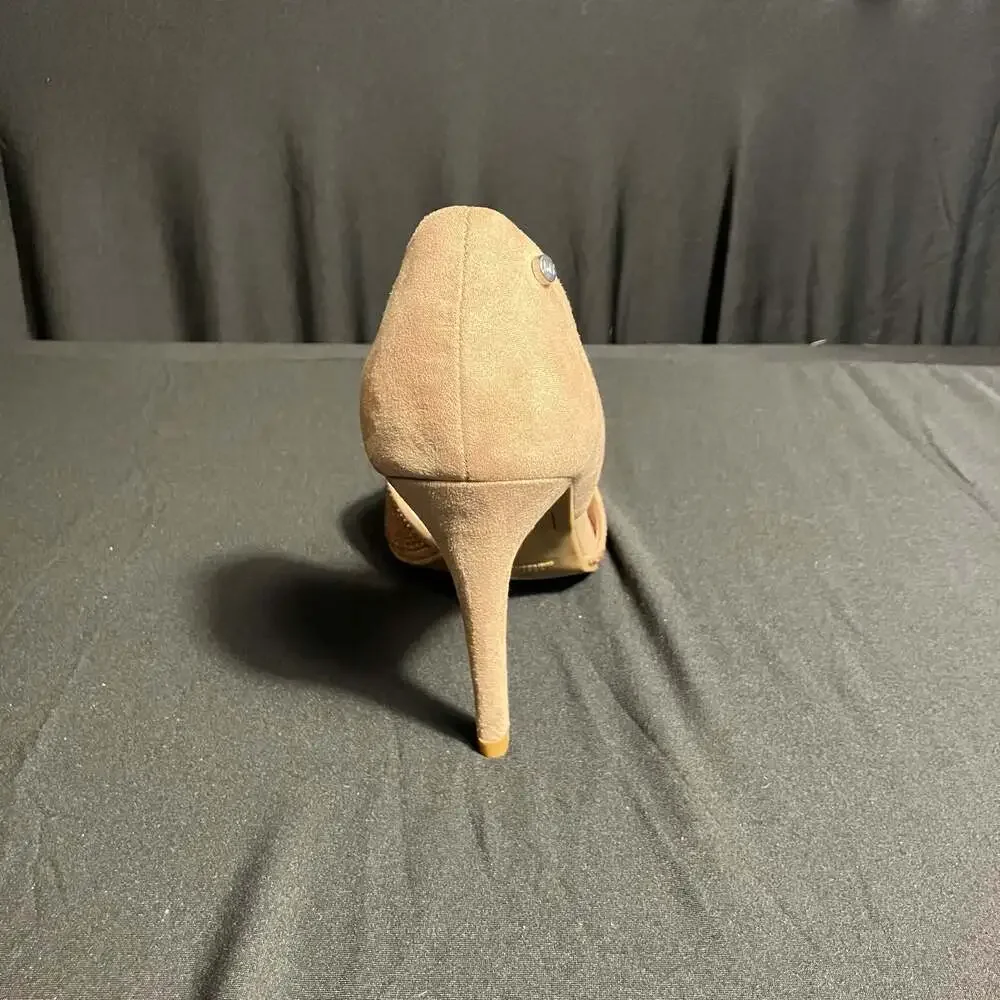 Jones New York Taupe Faux Suede Rhinestone Pointed Toe High Heel Pumps Size 7.5